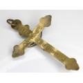 vechi crucifix "Notre-Dame de Lourdes" alama & bronz. cca `1900 Franta